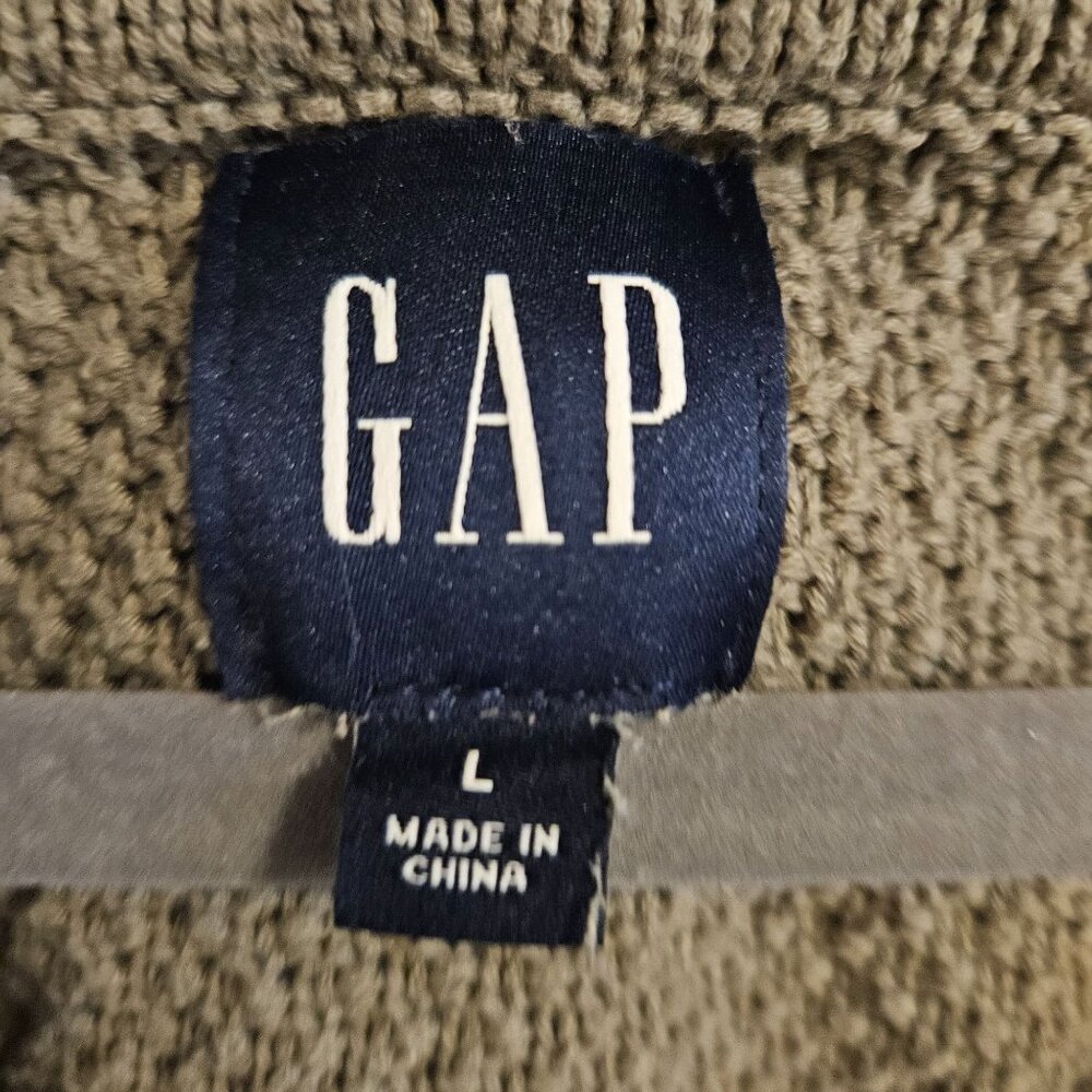 Gap Woman Size L 100% Cotton Cardigan V Neck Textured Classic Preppy Side Vents - Picture 5 of 5
